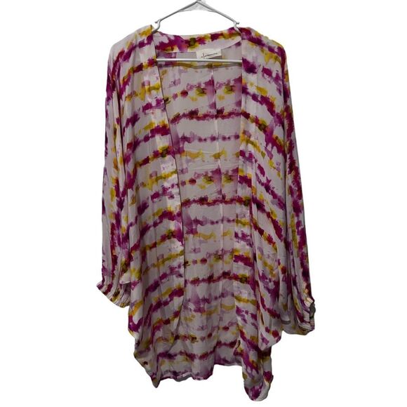 Anthropologie Tye Dye Open Front Kimono Sleeve Cover Up Multicolor One Size - Picture 1 of 10